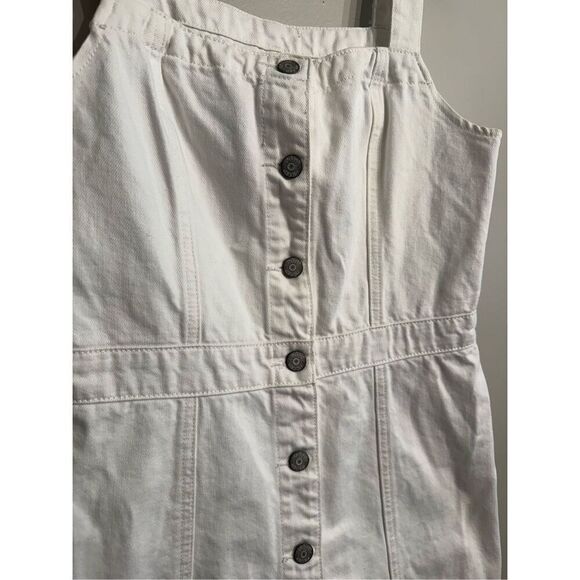 Boyish White Denim Button Front Square Neck Sleeveless Kennedy Mini Dress Small - Picture 3 of 6